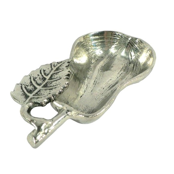 Condiment Nut Candy Dish, Pear Shaped Cast Aluminum Silver Antiqued Finish - Picture 5 of 12